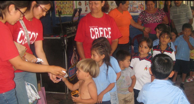 Presents for local children with eager anticipation